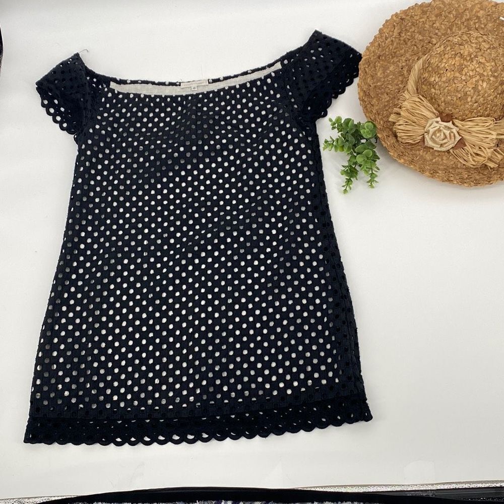 Anthropologie | Corey Lynn Calter Cotton Dot Short Sleeve Shift Dress Black 10